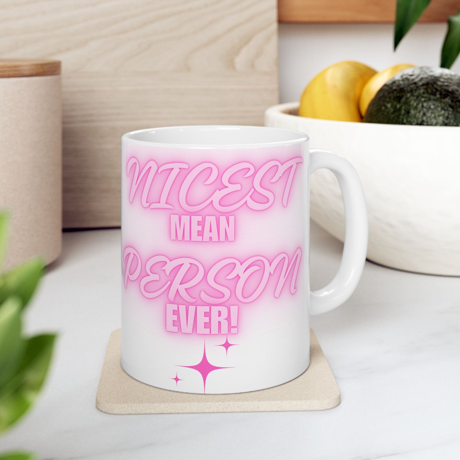 Nicest Mean Person Ever Mug – Funny Sarcastic Coffee Cup with Pink Design – 11/15oz Ceramic Mug for Witty Sassy Personalities - Image 12