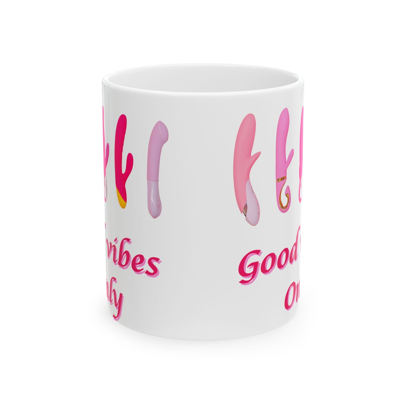 GoodVibes Only" Mug – Funny, Naughty Coffee Cup with Pink Lettering and Cheeky Vibes Theme (11 oz & 15 oz) Ceramic Mug, - Image 2