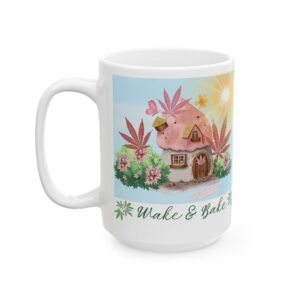 Wake & Bake" Mug – Beautiful Cannabis-Themed Coffee Cup for Smokers (11 oz & 15 oz) Ceramic Mug,