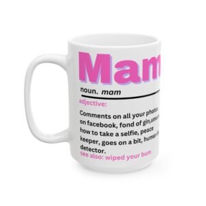 Funny Mam Definition Mug – Mam Noun, Human Lie Detector, Gin Lover – Mother's Day or Birthday Gift with Humorous Text