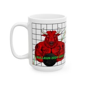 Bull run 2024-2025" Mug – Crypto Market Surge, Bitcoin, Bull & Graph Design – 11 oz / 15 oz Coffee Cup Ceramic Mug,