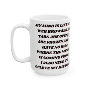 My Mind Is Like My Web Browser" - Funny Busy Mind Mug for Multitaskers Ceramic Mug, (11oz, 15oz)