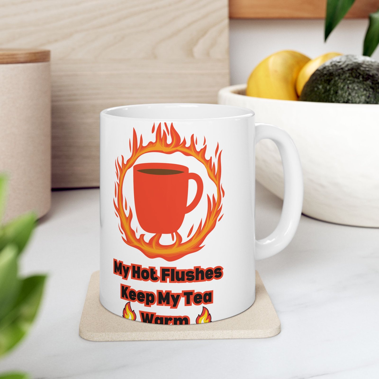 My Hot Flushes Keep My Tea Warm – Funny Menopausal Mug, Humorous Tea Cup with Witty Flames Design, Gift for Menopause, - Image 12