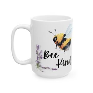 Bee Kind Mug - Beautiful Bumble Bee & Lavender Design - 11oz & 15oz - Classy Nature-Inspired Positivity! Ceramic Mug,