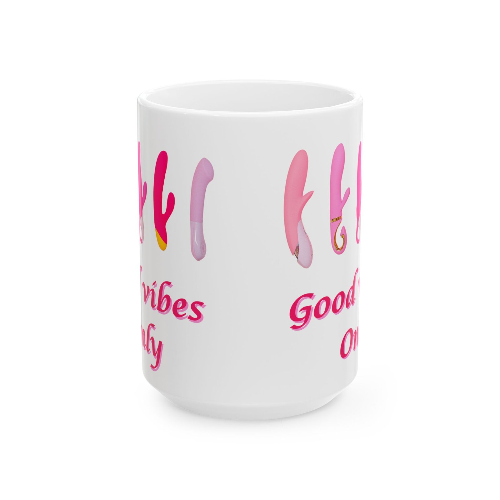GoodVibes Only" Mug – Funny, Naughty Coffee Cup with Pink Lettering and Cheeky Vibes Theme (11 oz & 15 oz) Ceramic Mug, - Image 8