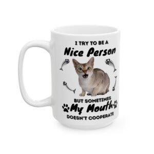 Cheeky Cat Design Mug – Funny, Witty Cat Lover Gift – 11oz or 15oz Ceramic Coffee Mug for Sarcastic Cat Fans"
