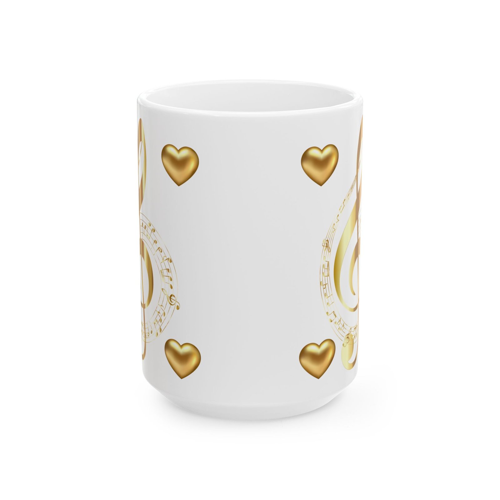 Beautiful Treble Clef & Musical Notes Mug with Love Hearts – Gift for Music Lovers, Musicians, and Coffee Enthusiasts Ceramic - Image 2