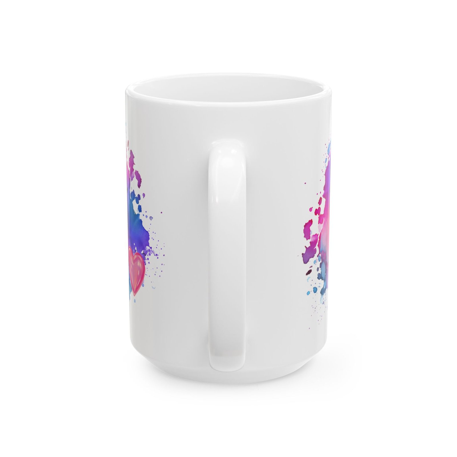 Inspirational Coffee Mug – "Faith Hope Love" – 11oz Ceramic Mug with Watercolor Background and Pink Heart – Motivational Gift - Image 3