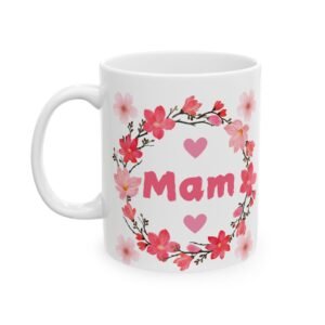 A Mam Is...” Pink & Lilac Floral Mug - Heartfelt Tribute to Moms - 11oz or 15oz Flowery Ceramic Coffee Mug