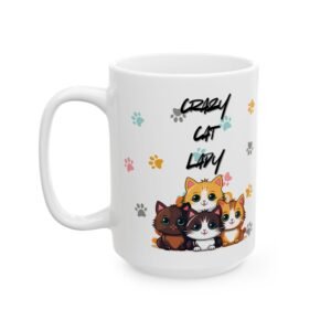 Crazy Cat Lady Mug  Cute Cats & Kittens with Pastel Paw Prints | Perfect Funny Gift for Cat Lovers  Ceramic , (11oz, 15oz)