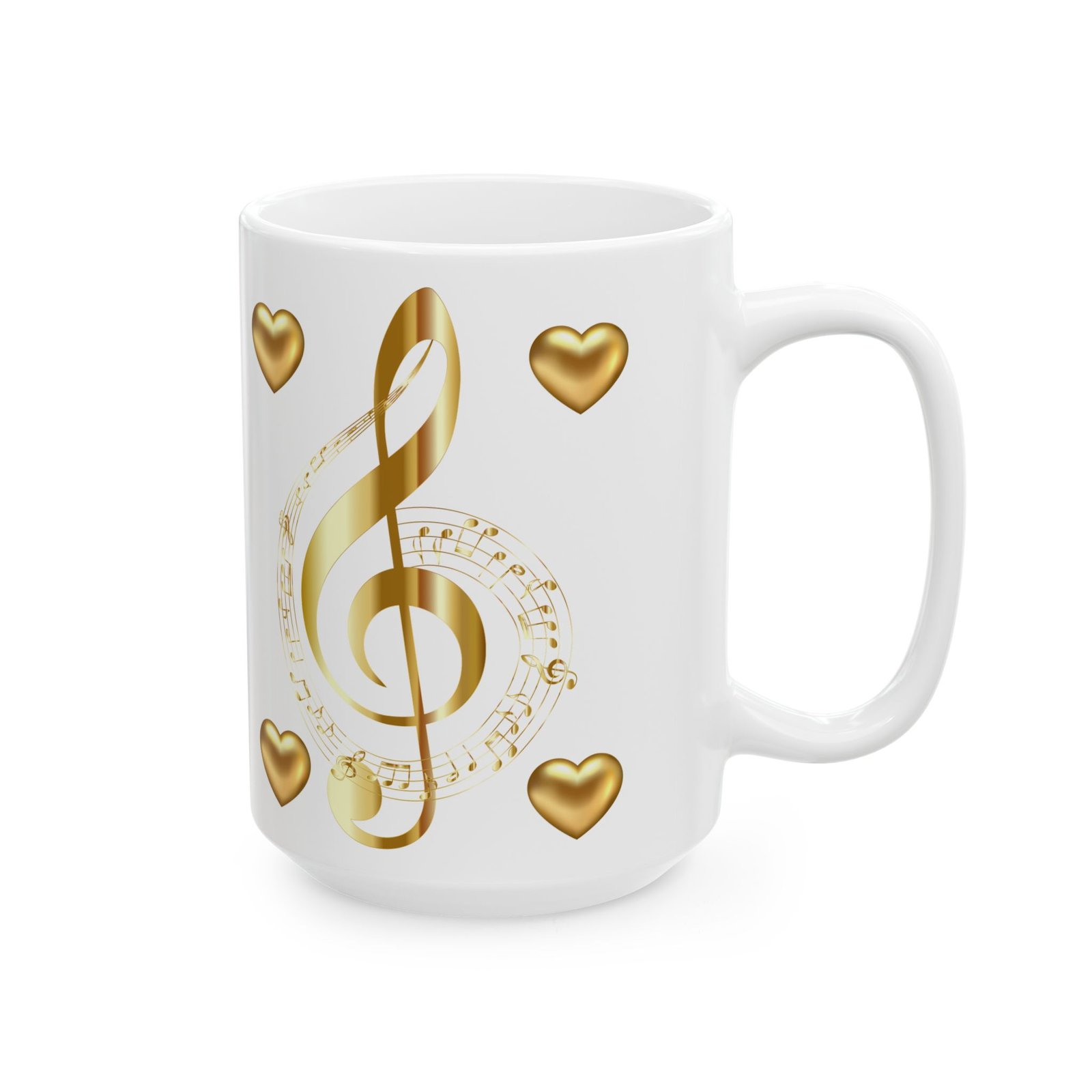 Beautiful Treble Clef & Musical Notes Mug with Love Hearts – Gift for Music Lovers, Musicians, and Coffee Enthusiasts Ceramic - Image 4