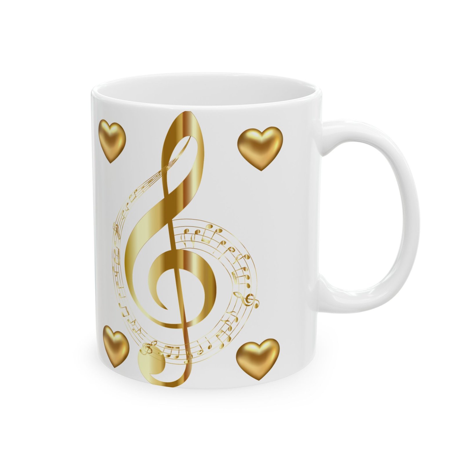 Beautiful Treble Clef & Musical Notes Mug with Love Hearts – Gift for Music Lovers, Musicians, and Coffee Enthusiasts Ceramic - Image 8