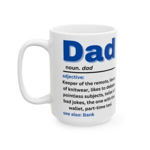 Dad Definition Mug – Funny Coffee Mug for Dads | 11oz & 15oz | 'Keeper of the Remote, Lover of Knitwear, Teller of Bad Jokes