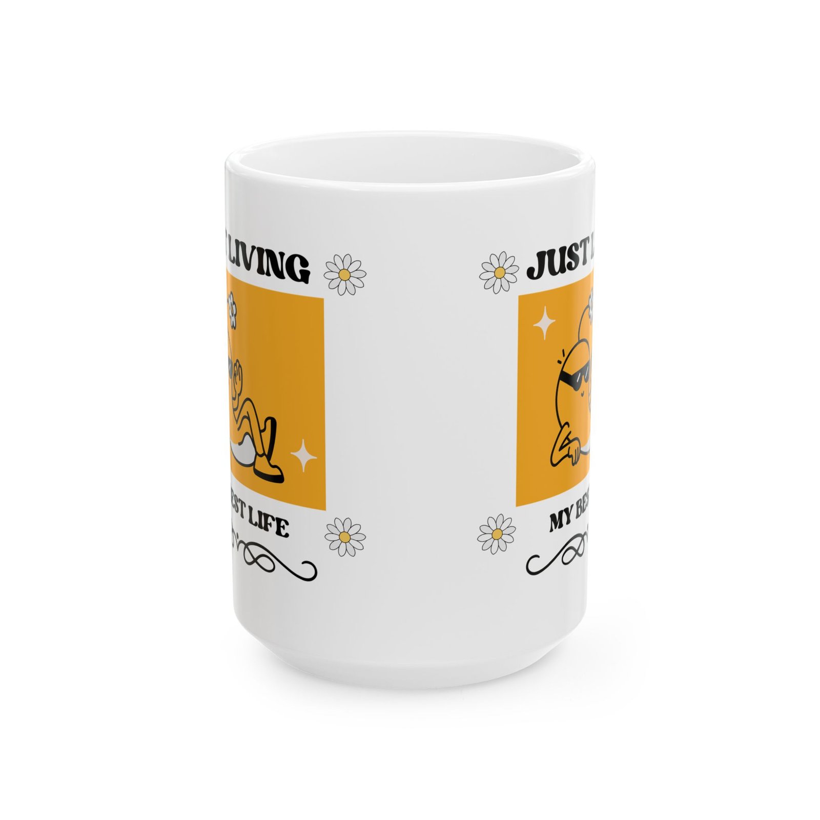 Cheerful Coffee Mug "Just Living My Best Life" Bright Colors Cute 11oz Mug Coffee Tea Hot Cocoa Gift for Friends, Family - Image 2