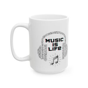 Music Notes Headphones with Musical Notes Mug  Vibrant Music Decor for Music Lovers Unique Gift for Musicians and Audiophiles