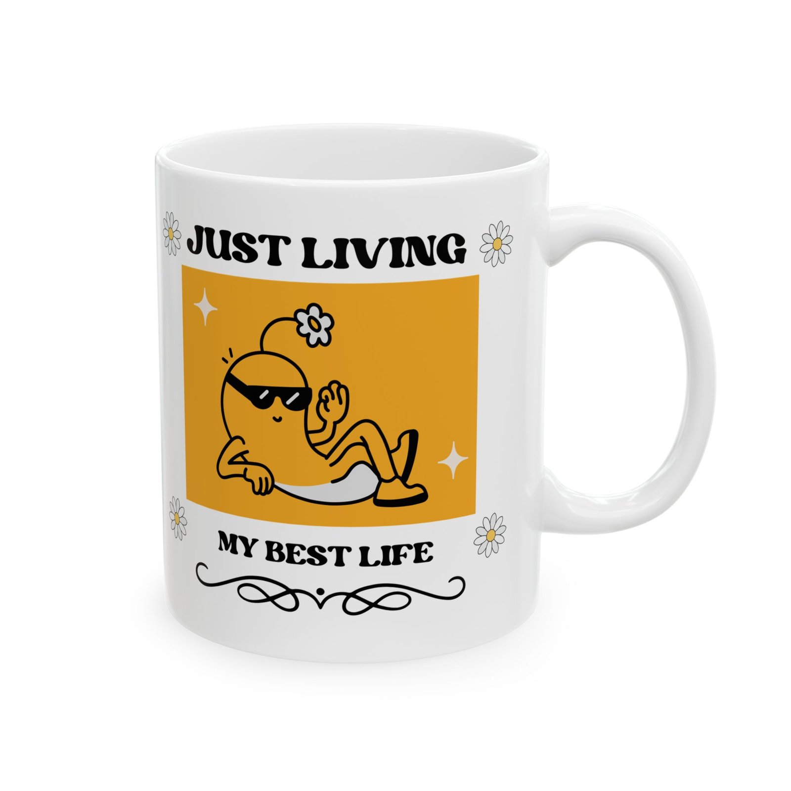 Cheerful Coffee Mug "Just Living My Best Life" Bright Colors Cute 11oz Mug Coffee Tea Hot Cocoa Gift for Friends, Family - Image 9