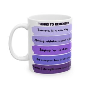 Things to Remember" Mug | 11oz & 15oz | Uplifting Messages & Lovely Shades of Purple | Inspirational Gift Ceramic Mug