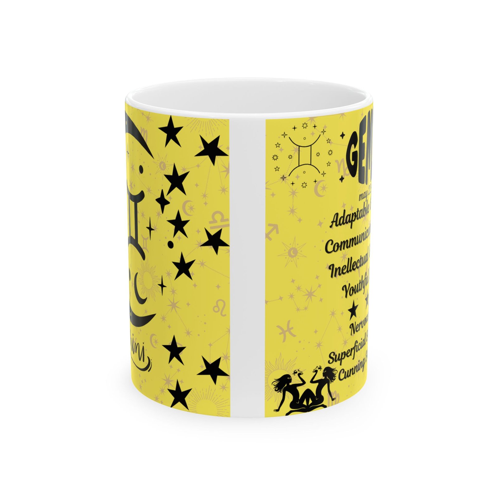Gemini Zodiac Mug – May 22 to June 21, Yellow Star Sign Mug, Gift for Gemini, Featuring Positive & Negative Traits - Image 2