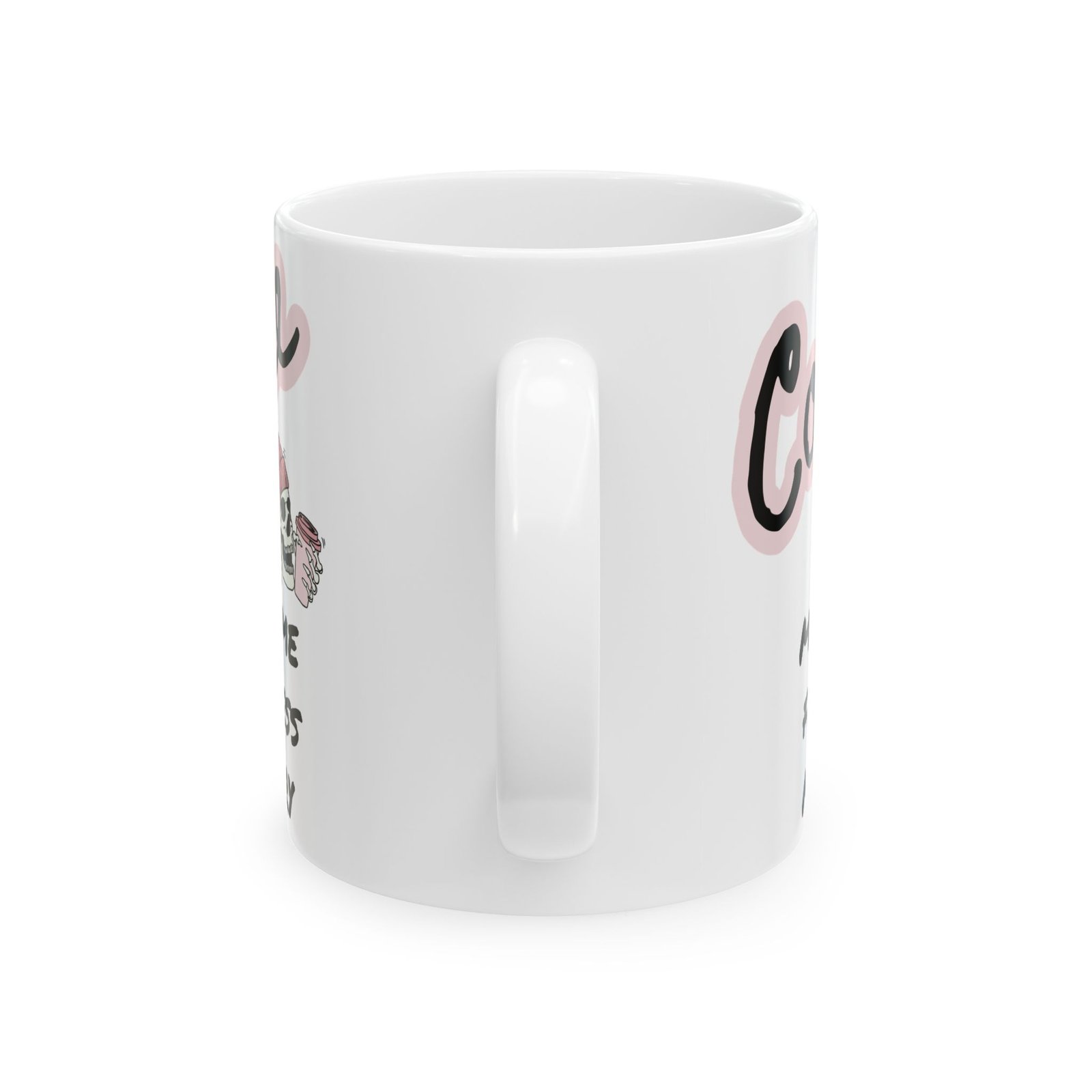 Funny Skeleton Coffee Mug – ‘Coffee Makes Me Feel Less Murdery’ | Humorous Gift for Coffee Lovers (11oz, 15oz) Ceramic Mug, - Image 6