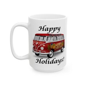 Happy Holidays VW Campervan Mug – Festive Edition! Ceramic Mug, (11oz, 15oz)